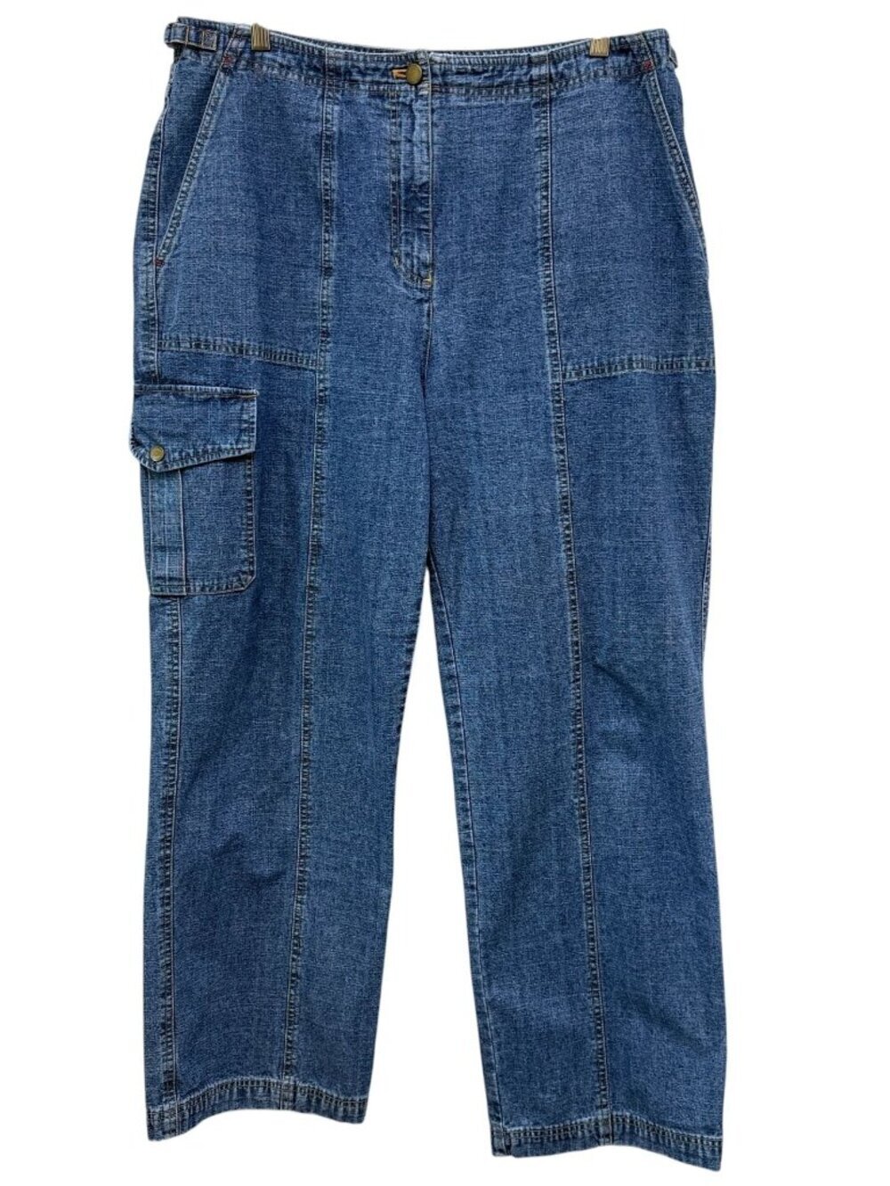 Lauren Jeans Co Ralph Lauren Women's 14W Cargo Jeans Blue Distressed Straight